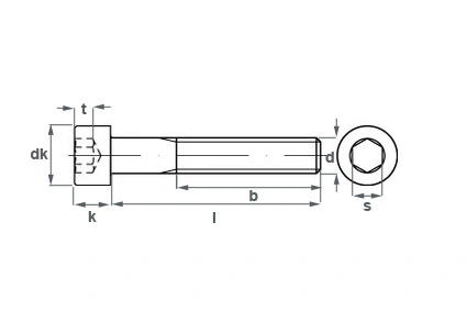 Zylinderschraube DIN 912 Mass-Skizze
